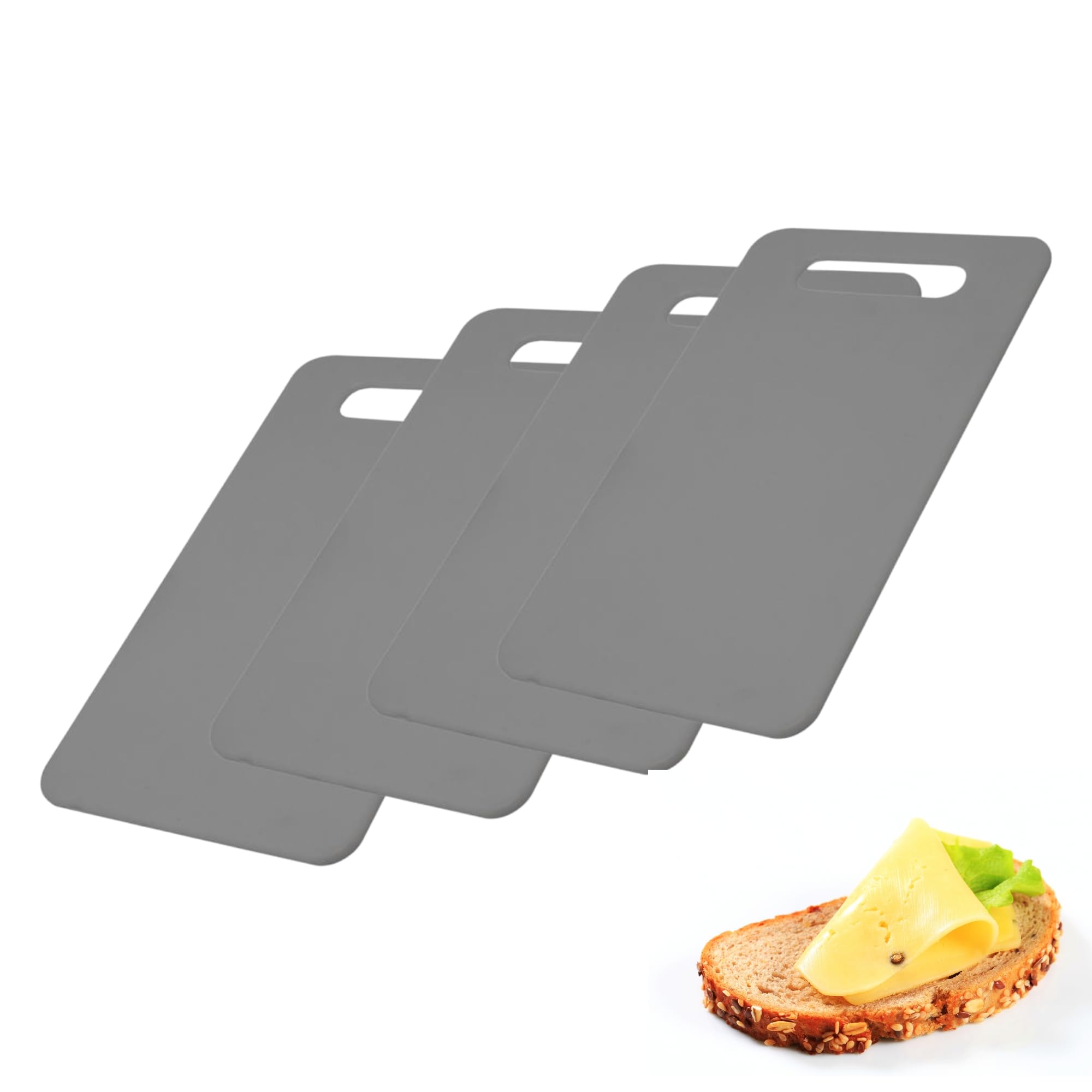 Westmark Frühstücksbrettchen Frühstücksbrettchen 4er-Set, Messerschonend, Kunststoff, Anthrazit