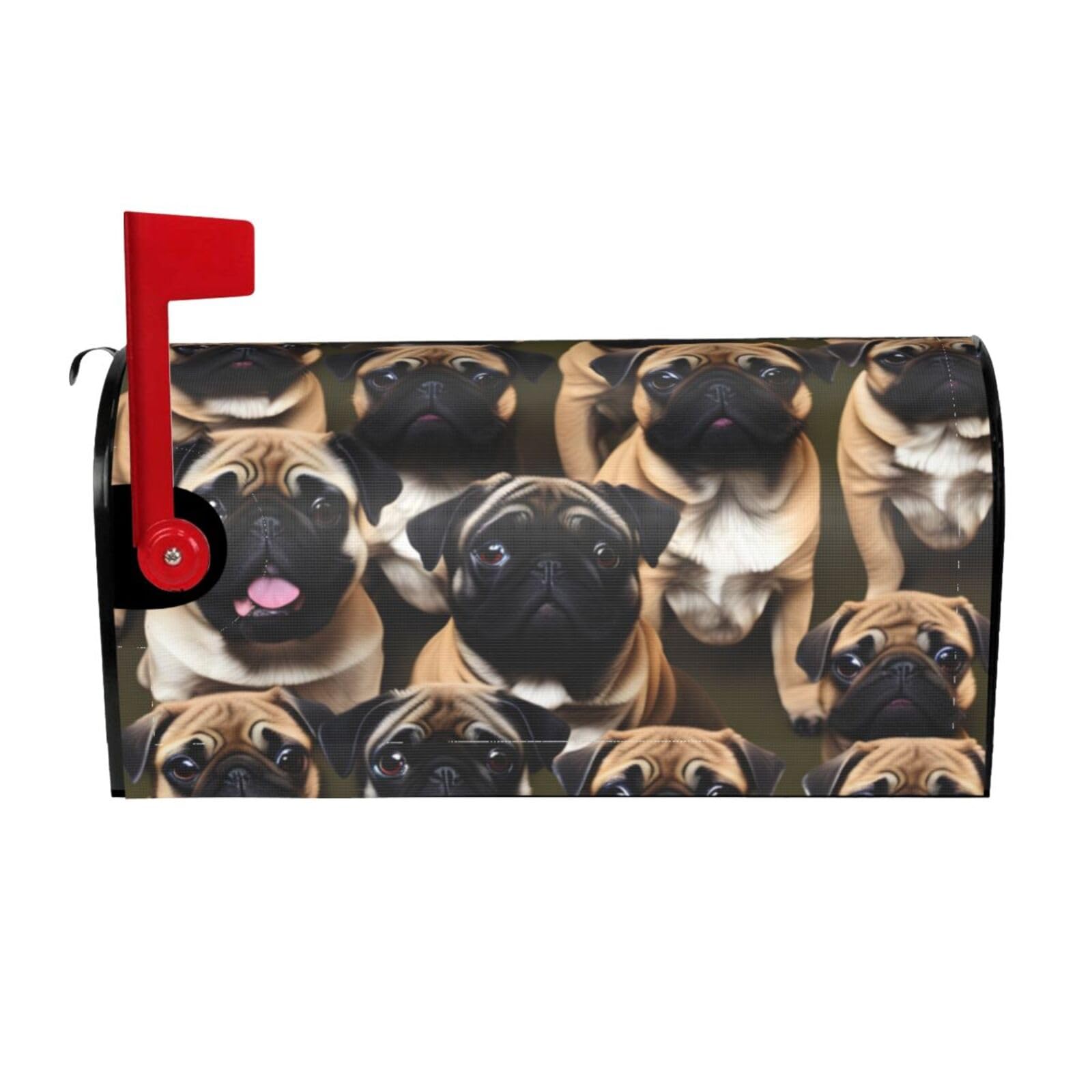 Imagen De Pug-Standard Print Mailbox Cover Wraps Post Letter Box Cover Decor For Outside Garden Yard Farmhouse Home