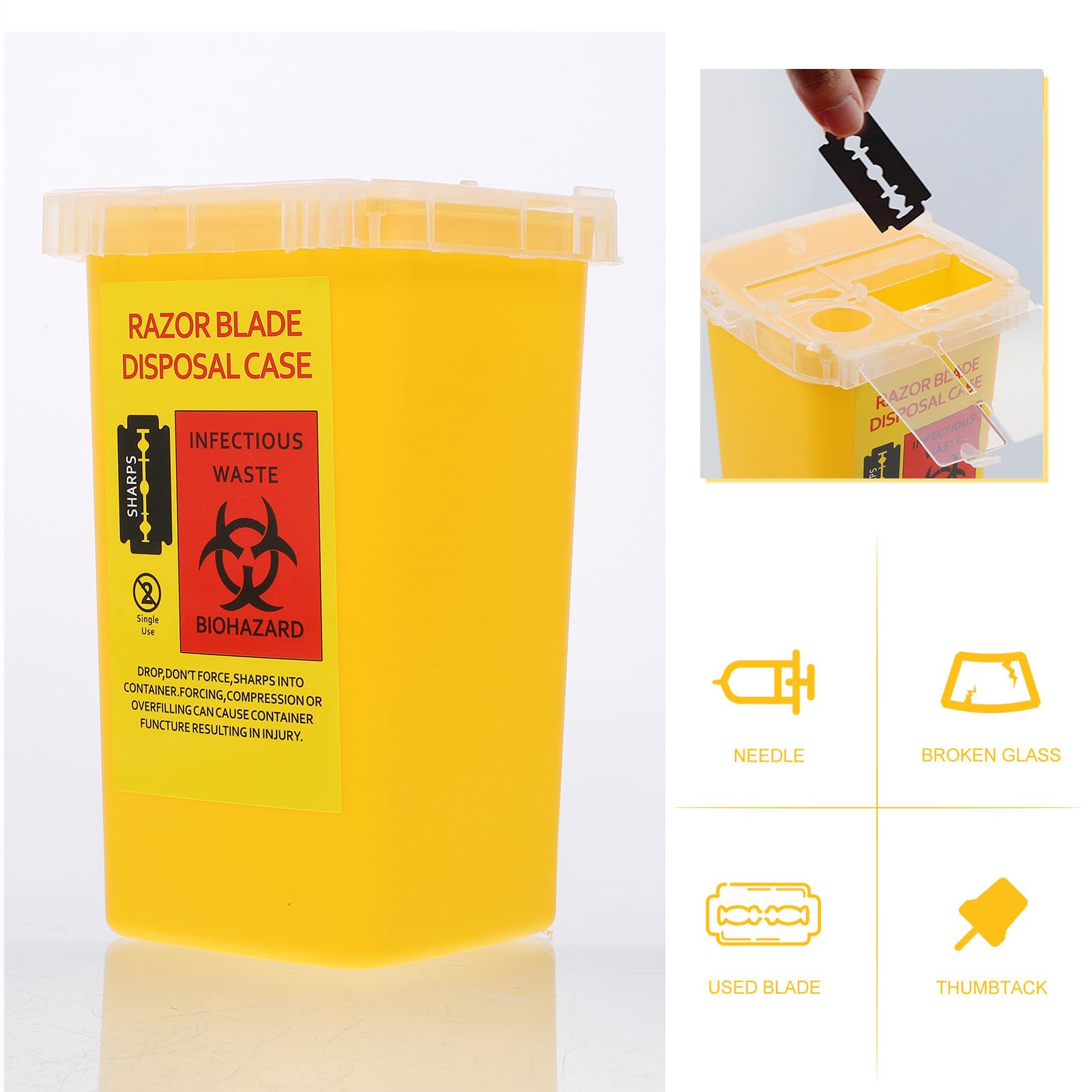 Scatola Porta Lame Usate in Plastica Abs Gialla per Smaltimento Sicuro