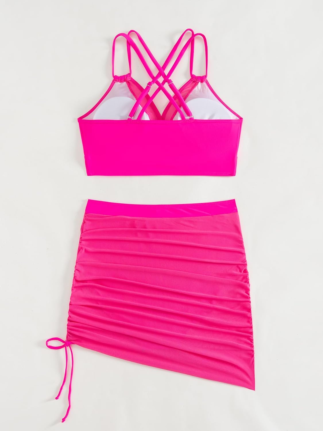 Fanuerg Womens High Waisted Bikini Sets Tummy Control Swim Skirt Swimsuits Mesh Sarong Wraps Two Piece Bathing Suits - Image 6