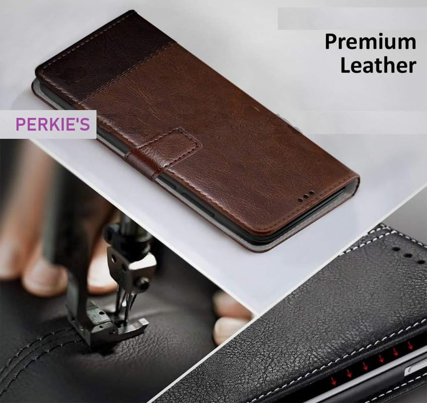 Image of ClickCase Vintage Series for Motorola Moto G05 Leather Wallet Flip Case Kick Stand Magnetic Closure Flip Cover for Motorola Moto G05 (Brown & Coffee)