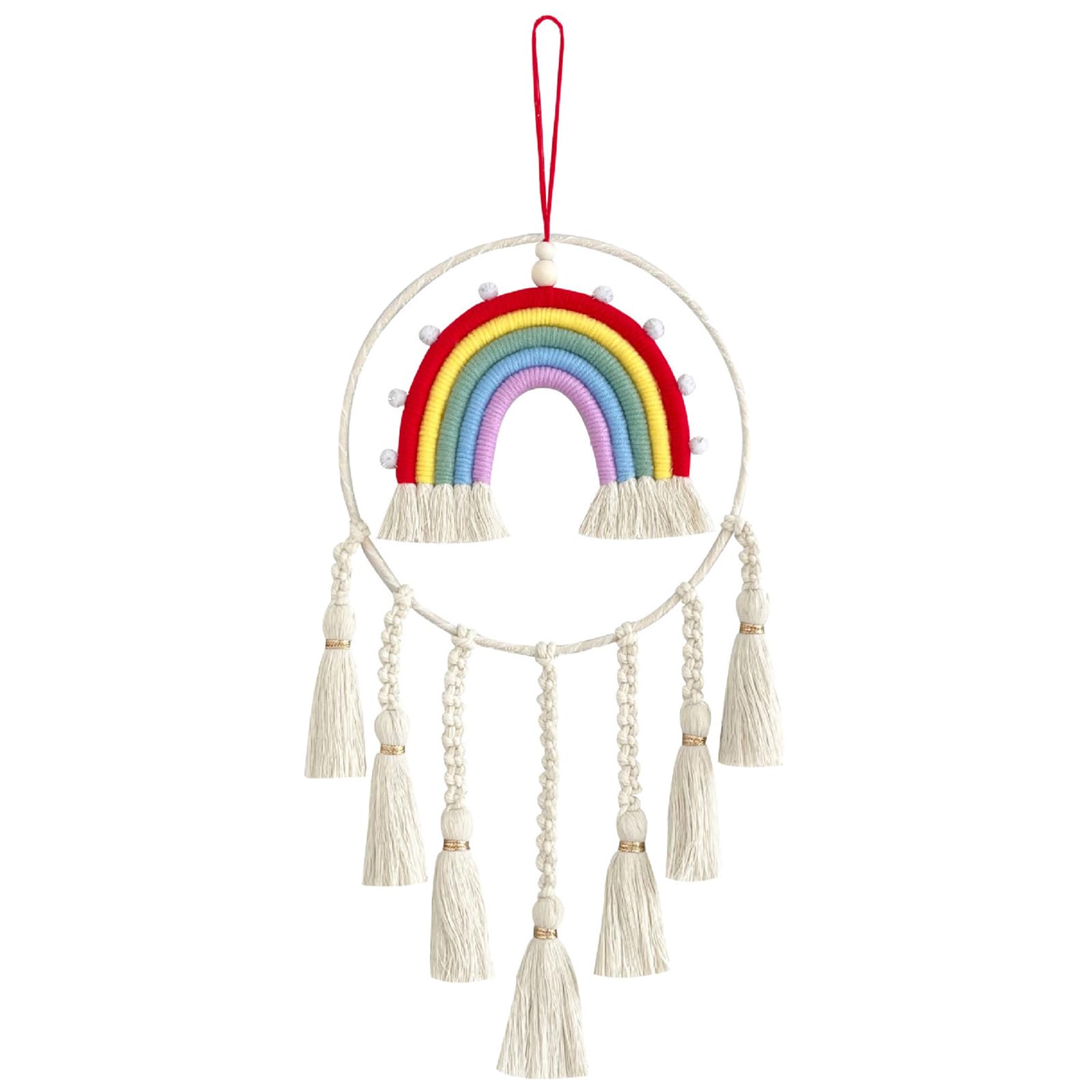 Jazuaiao Kindergarten Decor Handwoven Tassels Sky Rainbow Tapestry Ornament Decor for Kid Room Nursery Supplies Accessory Rainbow Sky Wall Decoration