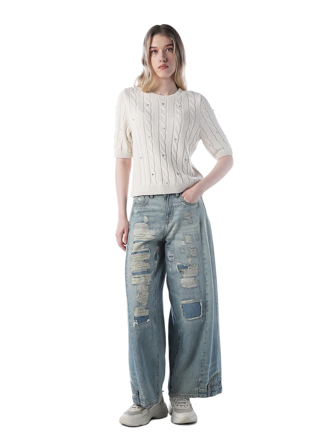 only Women's Cotton Blend Classic Pullover Sweater-picture-28