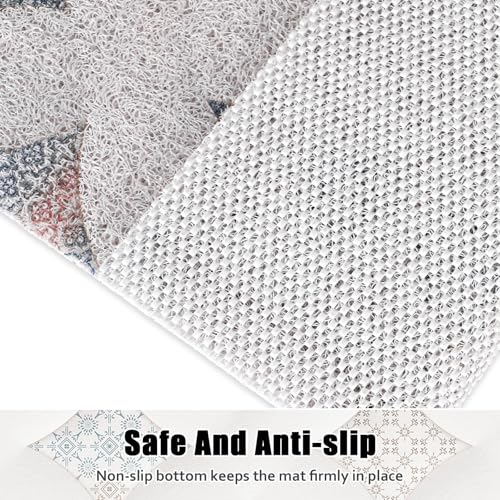 Image of Square Shower Mat Non Slip: 31x31 Inch Extra Large Shower Floor Mat with Drain Hole in Middle - Soft PVC Loofah Bath Mat for Shower - Anti Slip Shower Stall Mat for Elderly and Kids