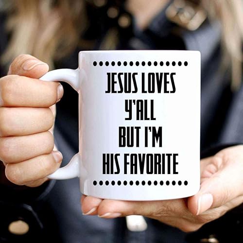 Miniatura 4 de Inspirational Gift Faith-based Gift, for Believers, Worshippers and Followers - Jesus Loves Yall Soft Text on 11 Oz White Ceramic Coffee Mug