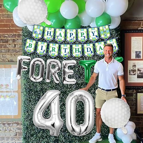 Image of Golf 40th Birthday Decorations Banner golf 40th birthday Men Party