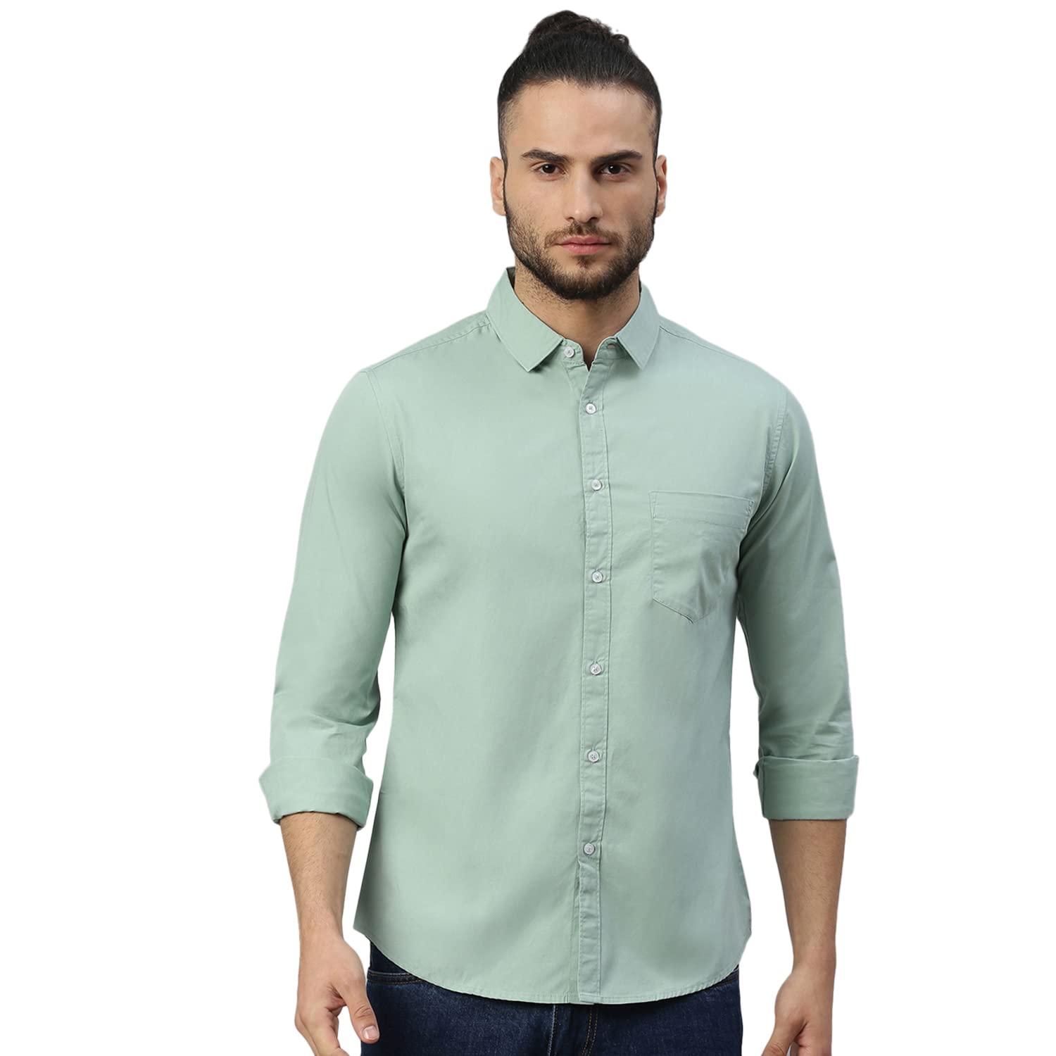 Dennis Lingo Men Cotton Solid Slim Fit Casual Shirts