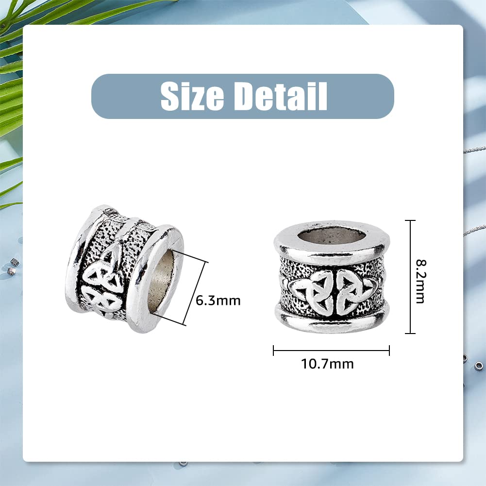 DICOSMETIC 76Pcs Tibetan Column Beads Large Hole Tube Spacer Beads Antique Silver Celtic Knot Beads Alloy European Beads for Jewelry Making Hole: 6.3mm - Image 2