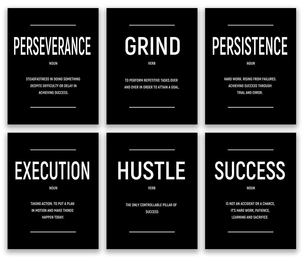 Inspirational Wall Art, Office Wall Decor, Motivational Wall Art, Positive Quotes & Sayings Posters, Wall Art for Living room and Bedroom, Office Decor (Set of 6, 8X10in, Unframed)