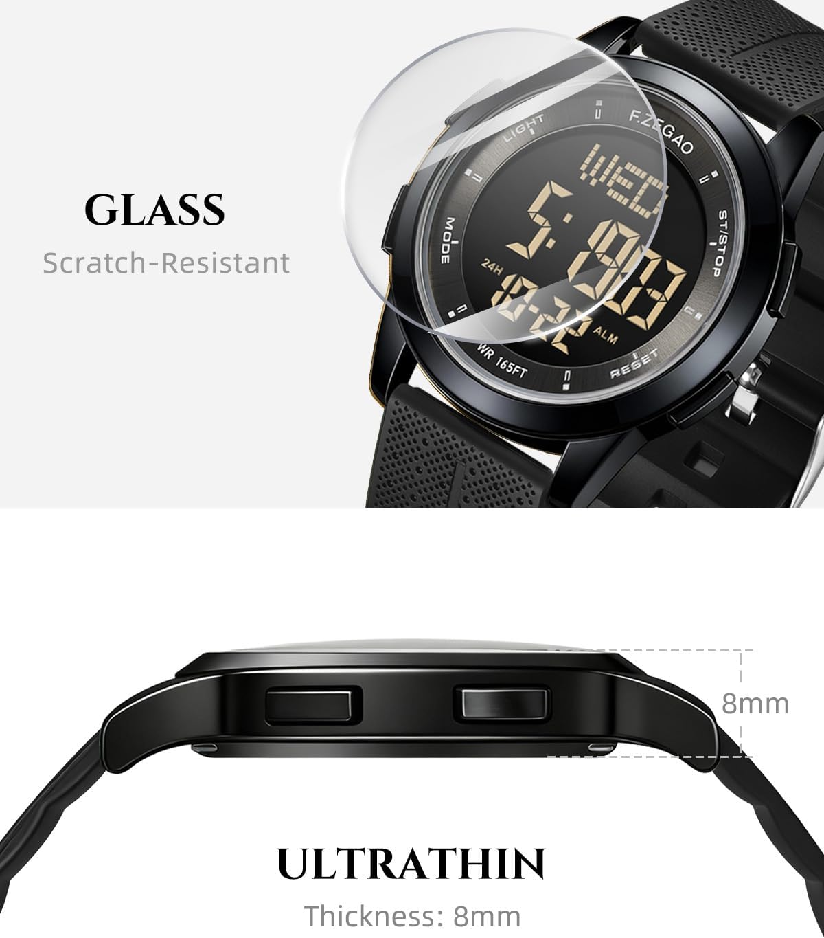 Metal Ultra-Thin Waterproof Digital Watch Men, Military Watches with Timer, Multi-Functions Sport Watches for Men - Image 3