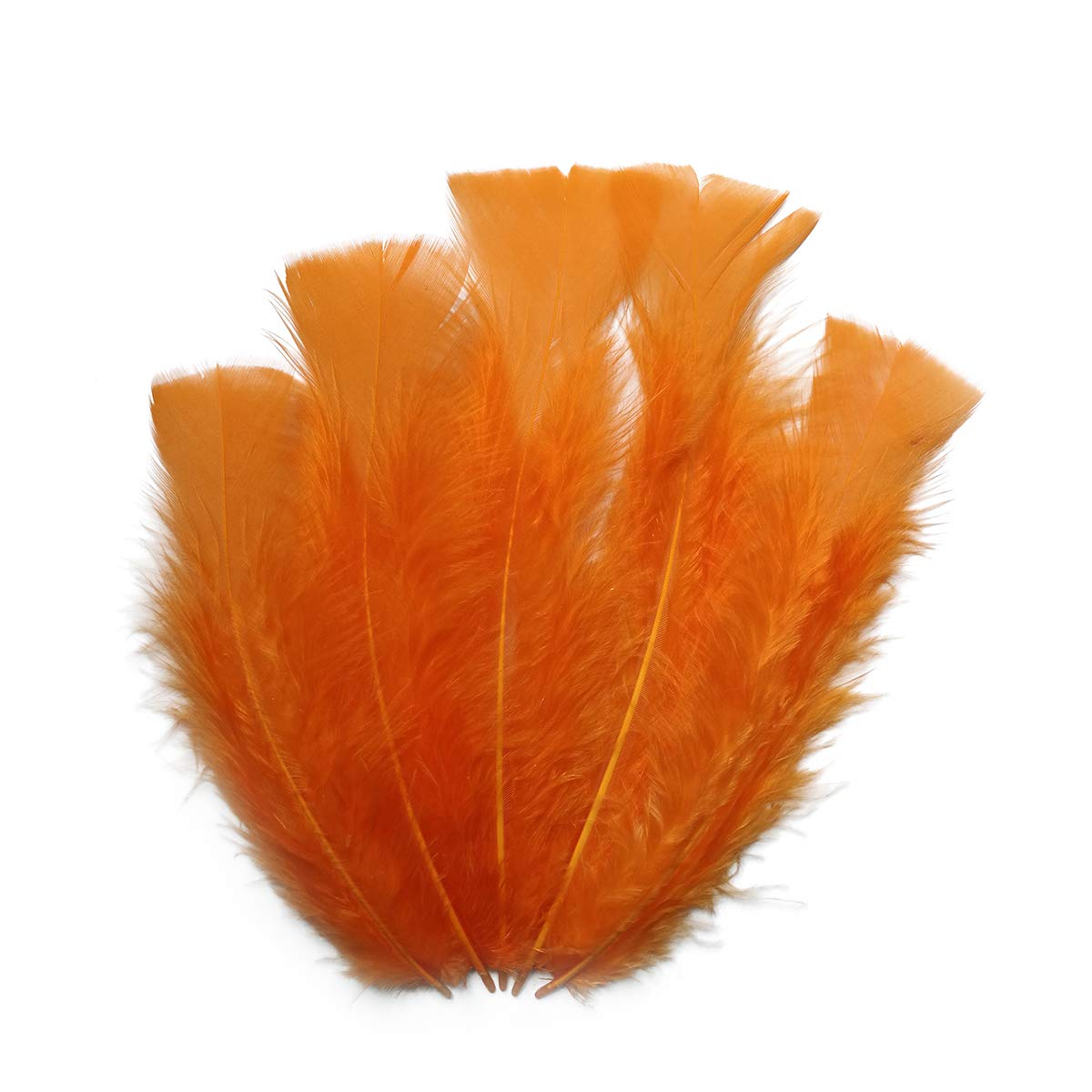 100pcs Orange Turkey Flat Feathers 4-6 Inch Fluffy Feathers for Crafts Masks Hats Decorating Dream Catchers Wedding Party Decoration