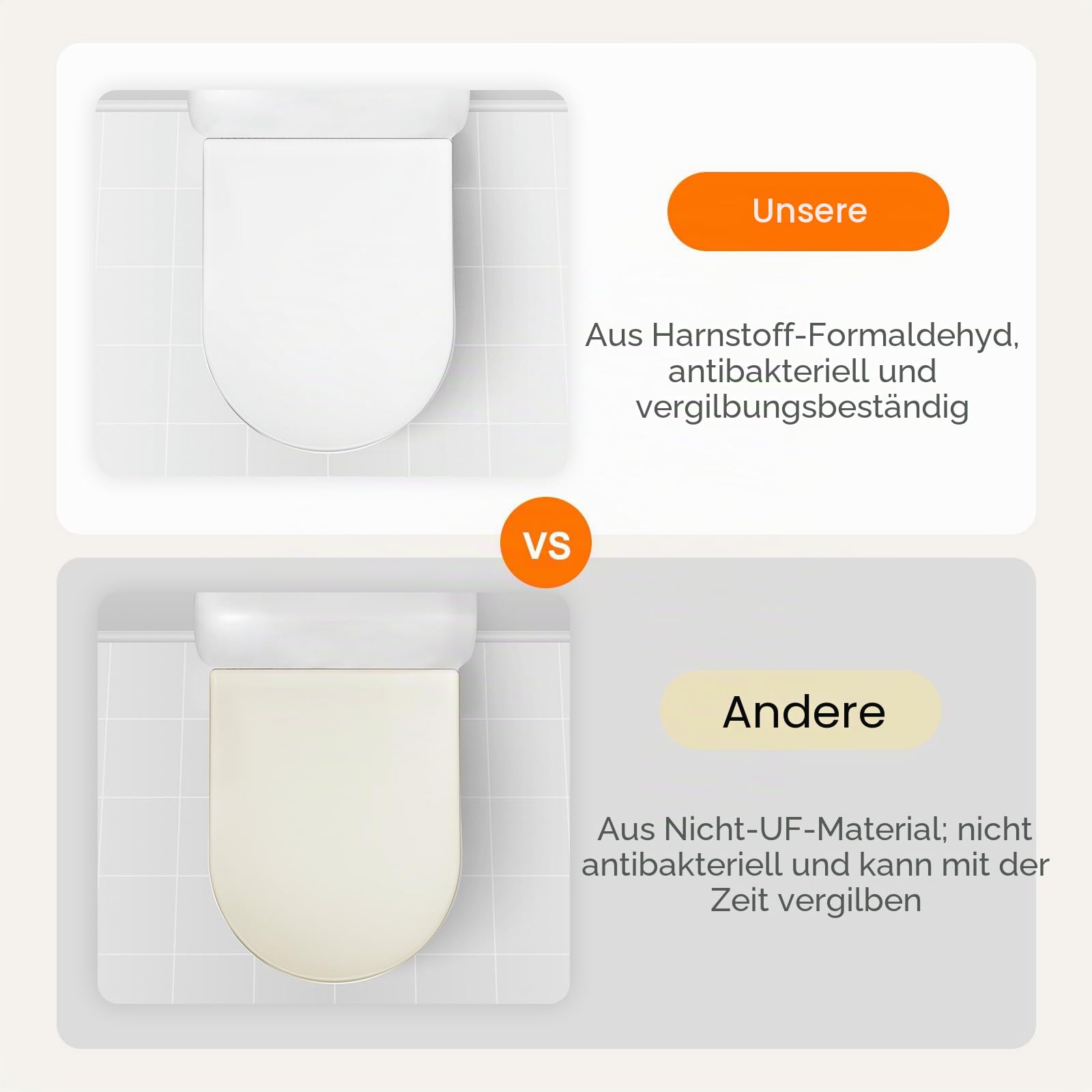 GRIFEMA G951 Toilettensitz, WC Sitz D Form mit Absenkautomatik