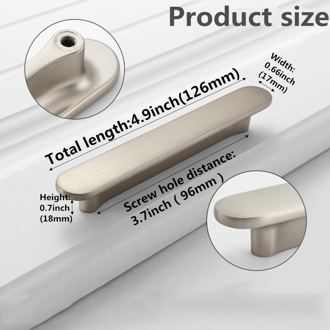 SYZOW 6 Pack Brushed Nickel Cabinet Pulls Drawer Pulls,Brushed Nickel Drawer Dresser Handles - Image 3