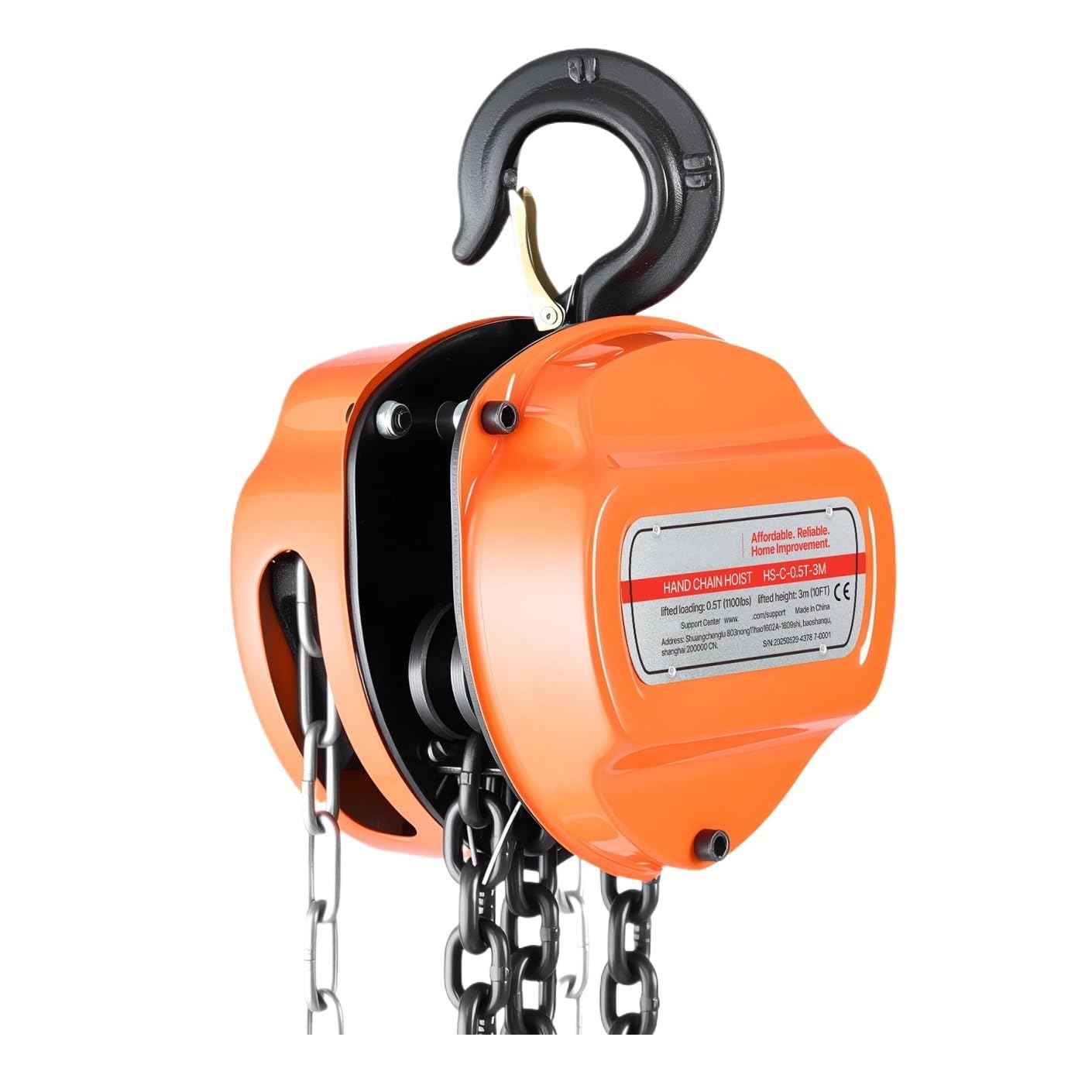flaschenzug Seilhebezug Handkettenzug Mit Verzinkter G80-Kette, 10 Fuß/20 Fuß Hubhöhe, Flaschenzug Für Garage(1T 10FT)