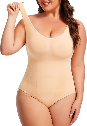 Plus Size Shapewear Bodysuit High Compression Tummy Control Butt Lifter Full Body Shaper