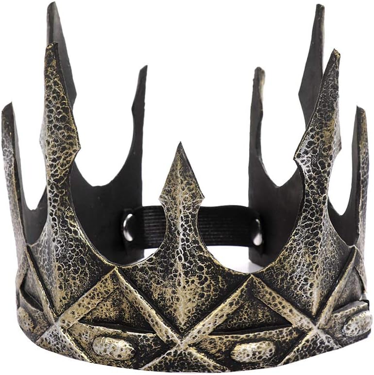 BooW Adult Medieval King Antique Crown Mens Royal Imperial Costume Headwear Halloween Fancy Dress Accessories
