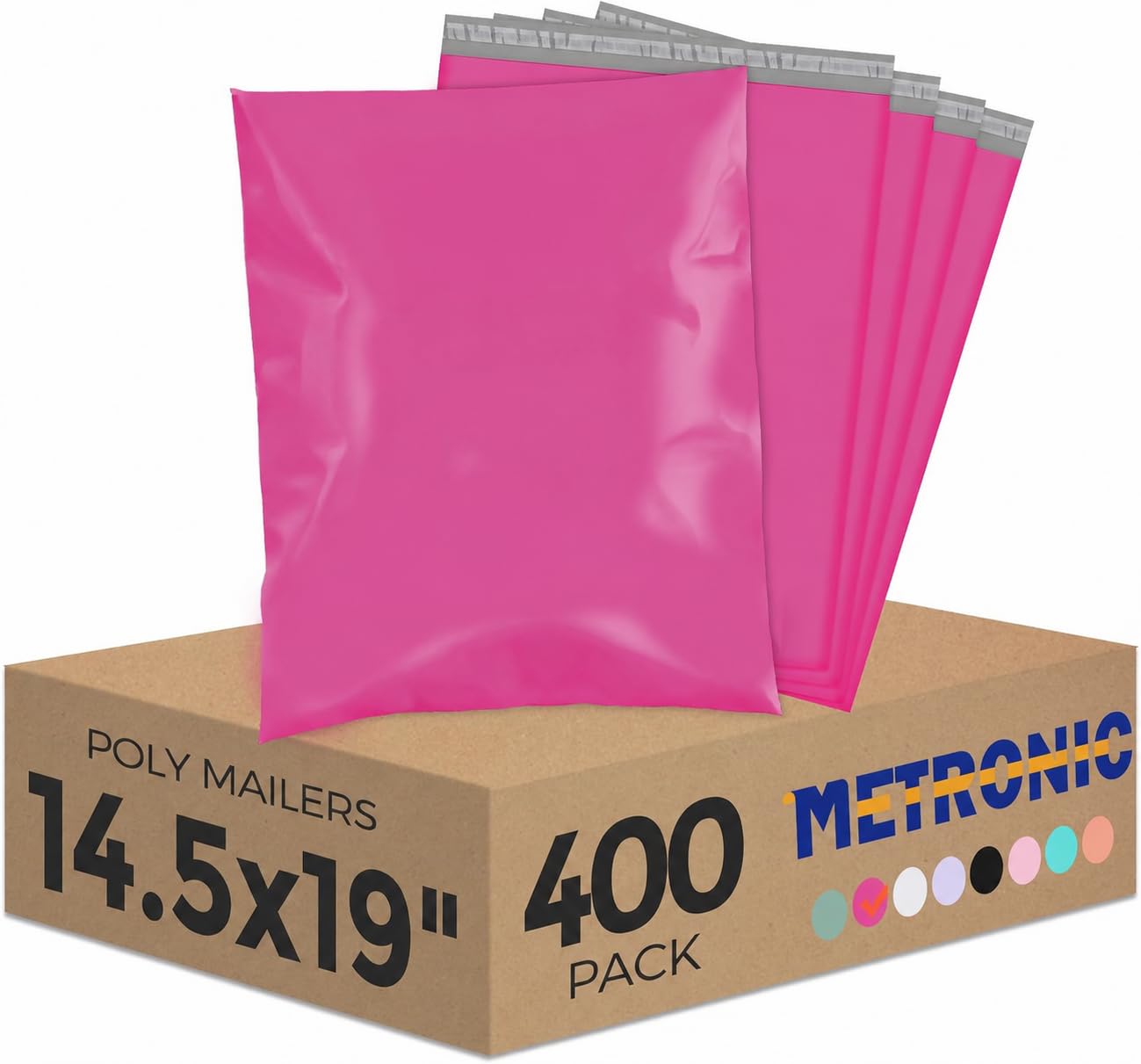 Metronic Poly Mailers 14.5x19 400 Pack, Large Bulk Self Seal Shipping Bags