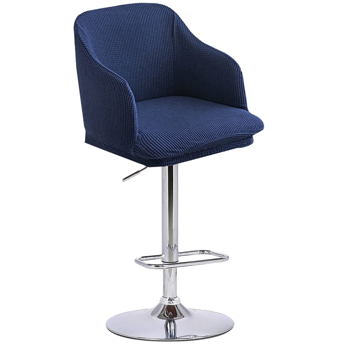 Modern Curved Bar Stool Chair Slipcovers with Backs and Arms Set of 2 Royal Blue Swivel Bar High Chair Protectors for Kitchen Dining Room Pack of 2