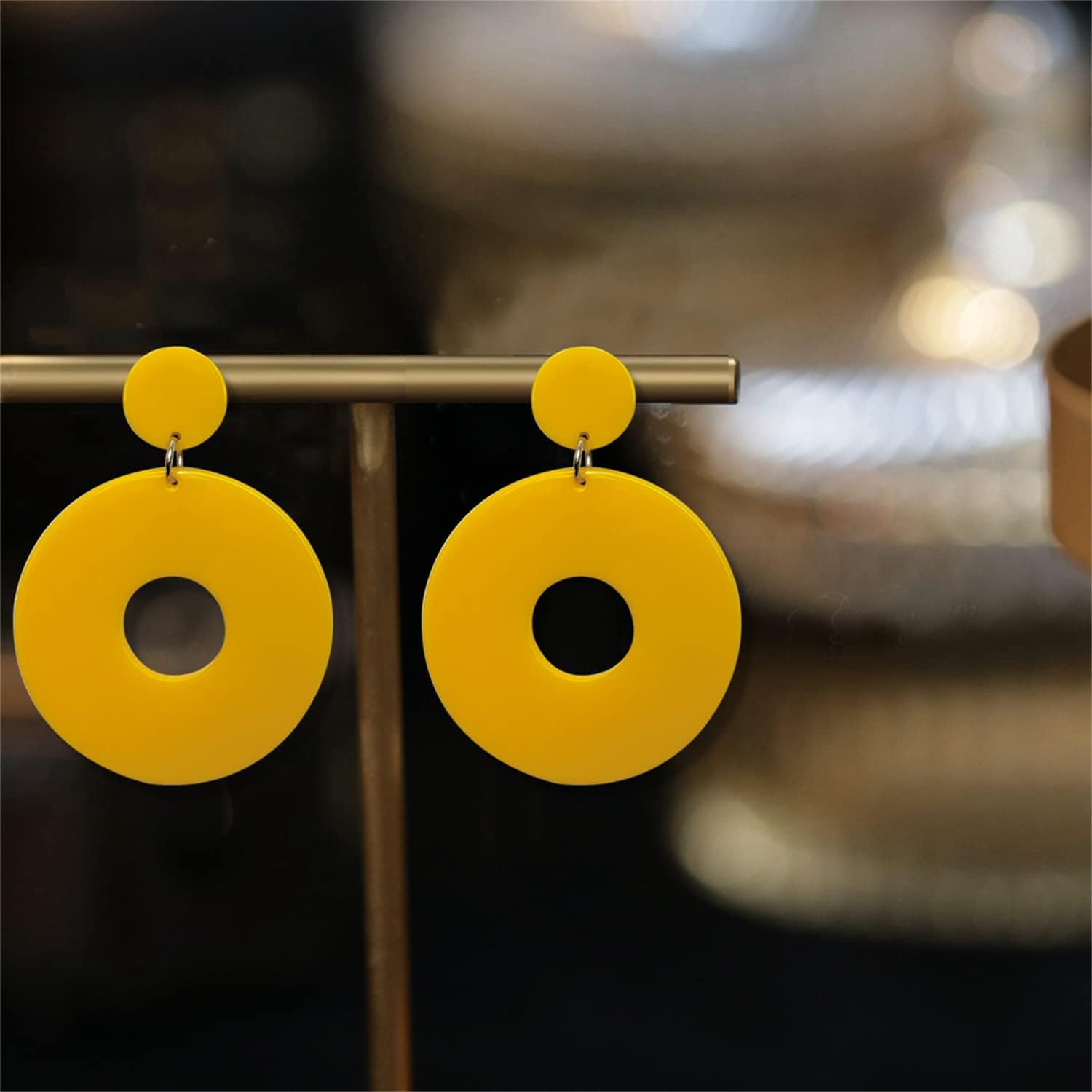 Unique 80s 90s Boho Black White Huge Acrylic Hollow Round Dangle Drop Earrings Resin Geometric Stud Earrings for Women Summer Holiday Party - Image 5