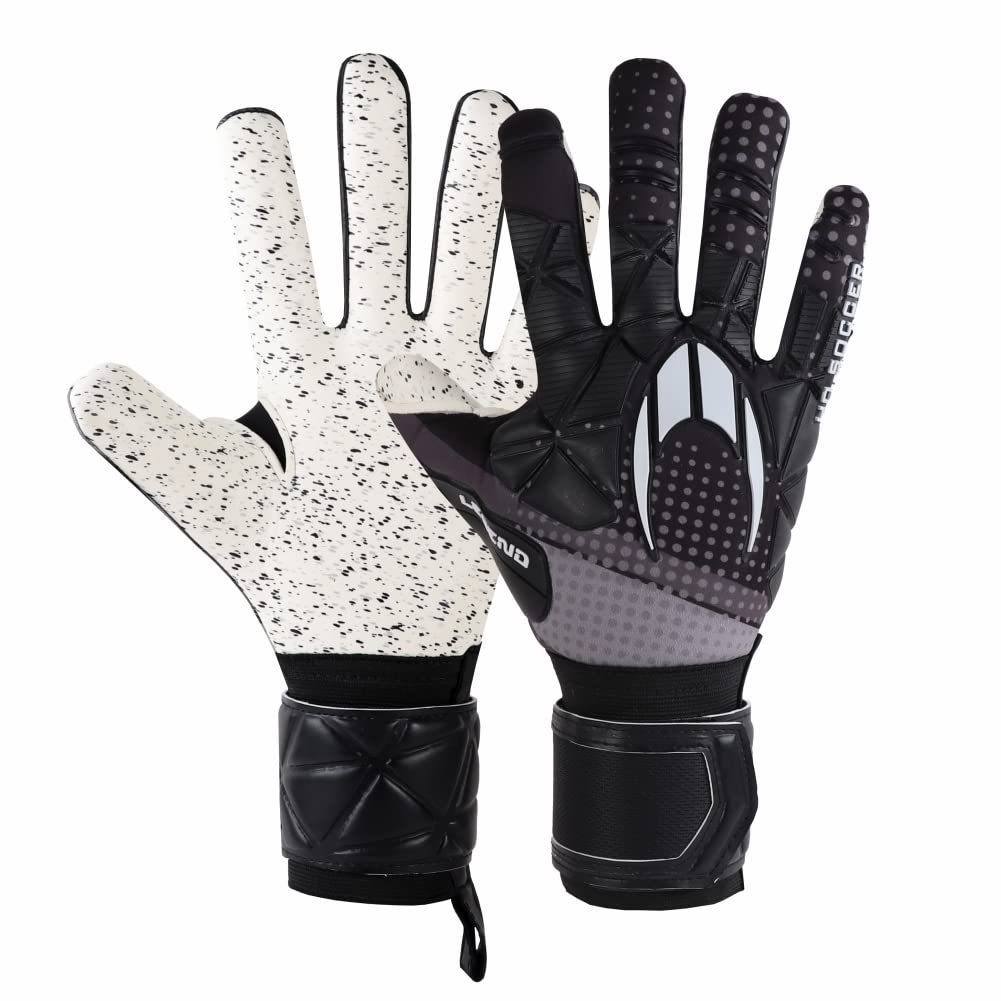 HO Soccer MG Legend Elite Negative Black Guantes De Portero, Unisex Adulto, Negro/Blanco, 9