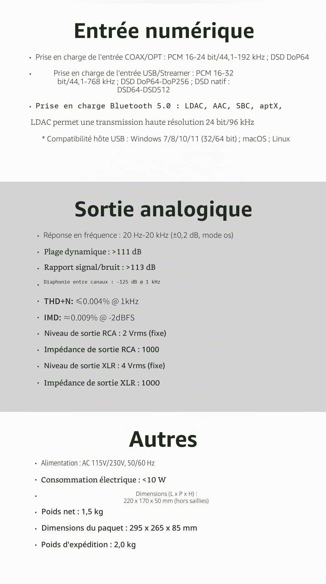 GUSTARD AUDALYTIC DR70N R2R Streaming DAC - Pont de réseau audio domestique Streaming CK-01 Clock Native 1-Bit-DSD-D/A Convertisseur DSD512&PCM768kHz (Noir)