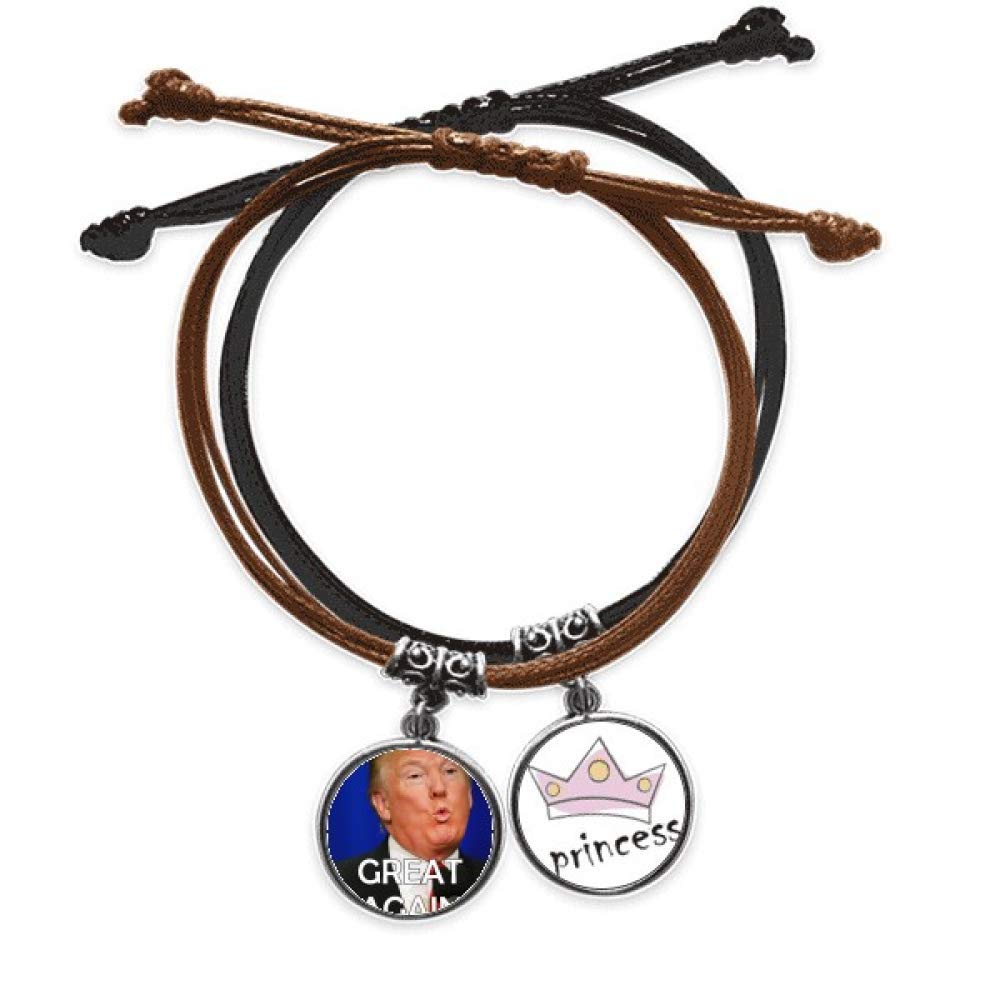 Pulsera de cuero de Trump con cuerda ajustable estilo princesa DIYthinker 5