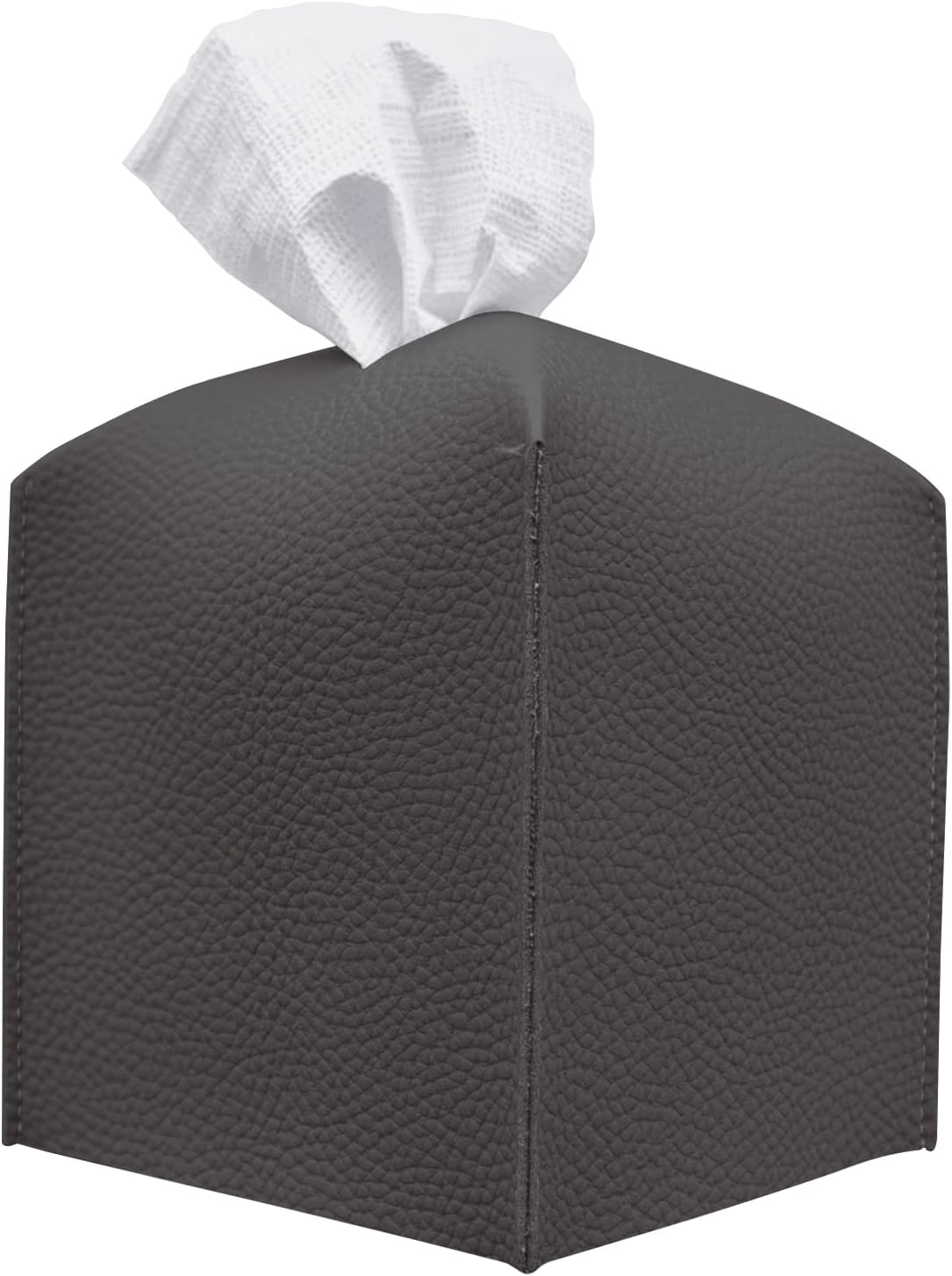Carrotez Tissue Box Cover, [Refined] Modern PU Leather Square Tissue Box Holder - Decorative Holder/Organizer for Bathroom Vanity Countertop, Night Stands, Office Desk & Car 5"X5"X5" - Charcoal
