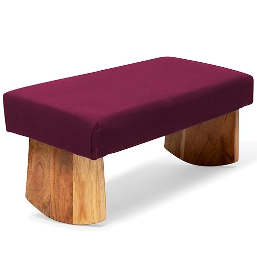 Meditation Bench (Burgundy), Seiza, Sustainable Acacia Wood with Curved Bottom Edges for The Perfect Posture, Meditation Stool, Prayer Bench, Meditation Chair, Yoga Stool