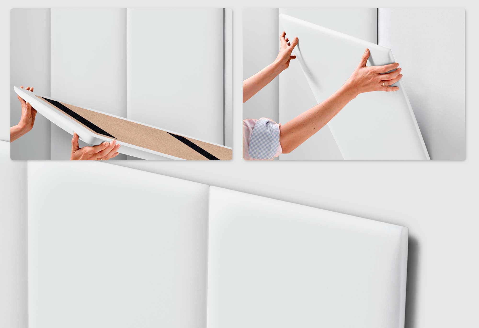 DHOME Cabecero Tapizado Polipiel Premium Antimanchas Diseño Modular Vertical Autoadhesivo Cabezal Cama Dormitorio Acolchado (Blanco, 110cm, Altura 80cm, x3)