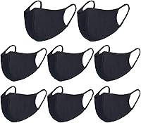 8-Pack Black Cotton Reusable Face Masks with Nose Wire - Soft Breathable Dust Protection for Adults