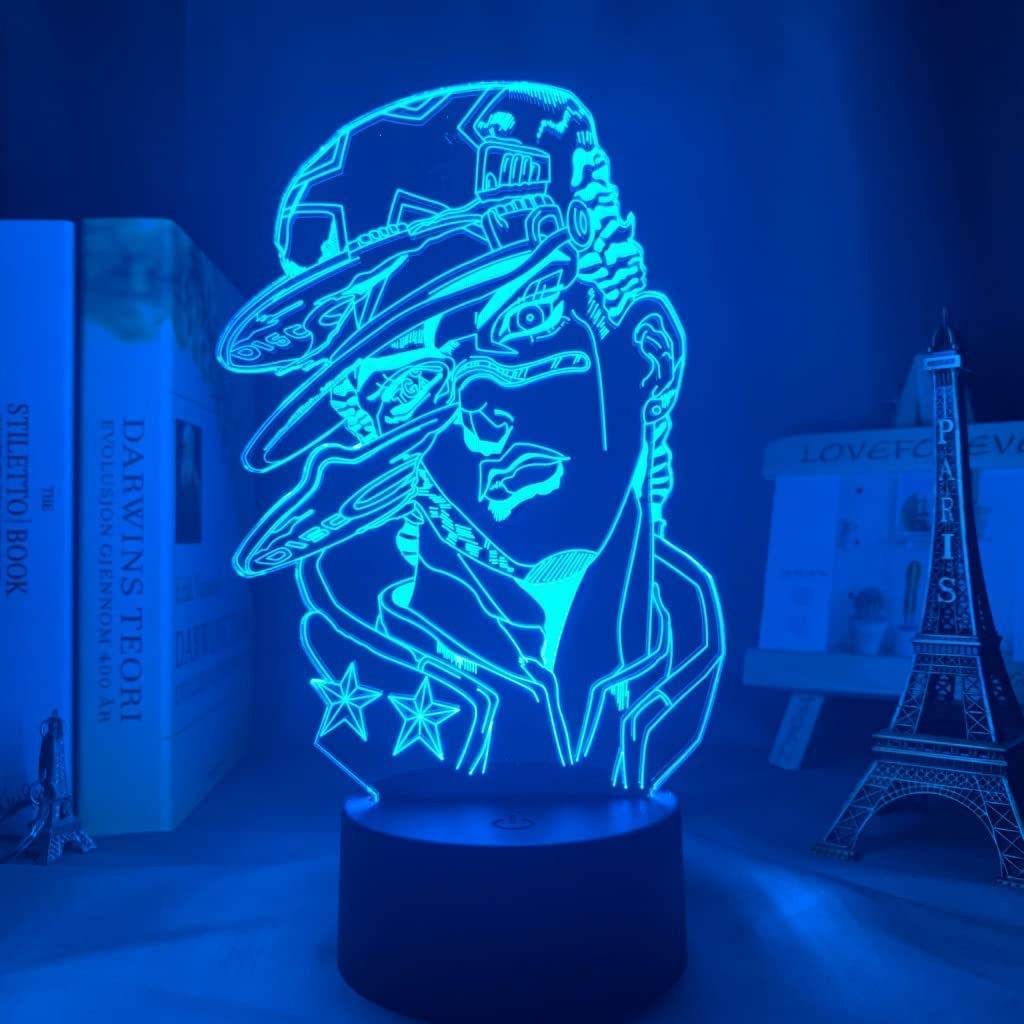 3D Optical Illusion Lamp Jotaro Star Platinum LED Anime LAMP JoJo s Bizarre Adventure Led Night Light Colorful Nightlight for Home Decor (A7)