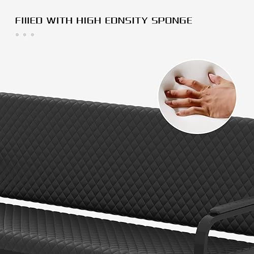 Miniatura 6 de Artist hand Silla de espera, silla de oficina de 56 pulgadas, asiento de recepción con cojín acolchado, marco de metal duradero, para salón