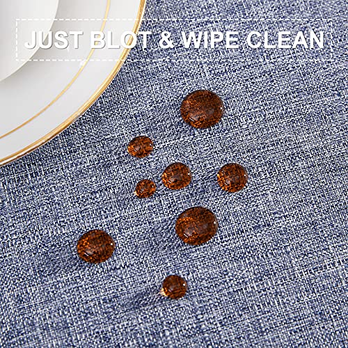 Kgorge Retangle Tablecloth Waterproof Wrinkle Free Scratch Resistant And Washable Linen Rectangle Table Cover For Kitchen Dining Table Holiday Decor, 60 X 102 Inch, Denim Blue #TOP2
