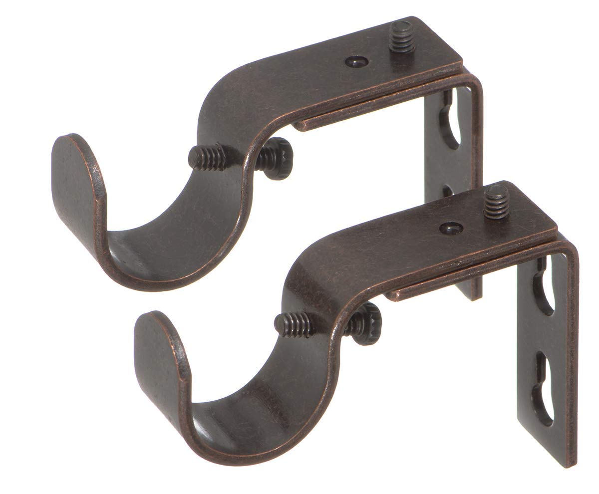 Ivilon Short Projection Brackets for Curtain Rods - for 7/8 or 1 Inch Rods. Set of 2 - Oil Rubbed Bronze