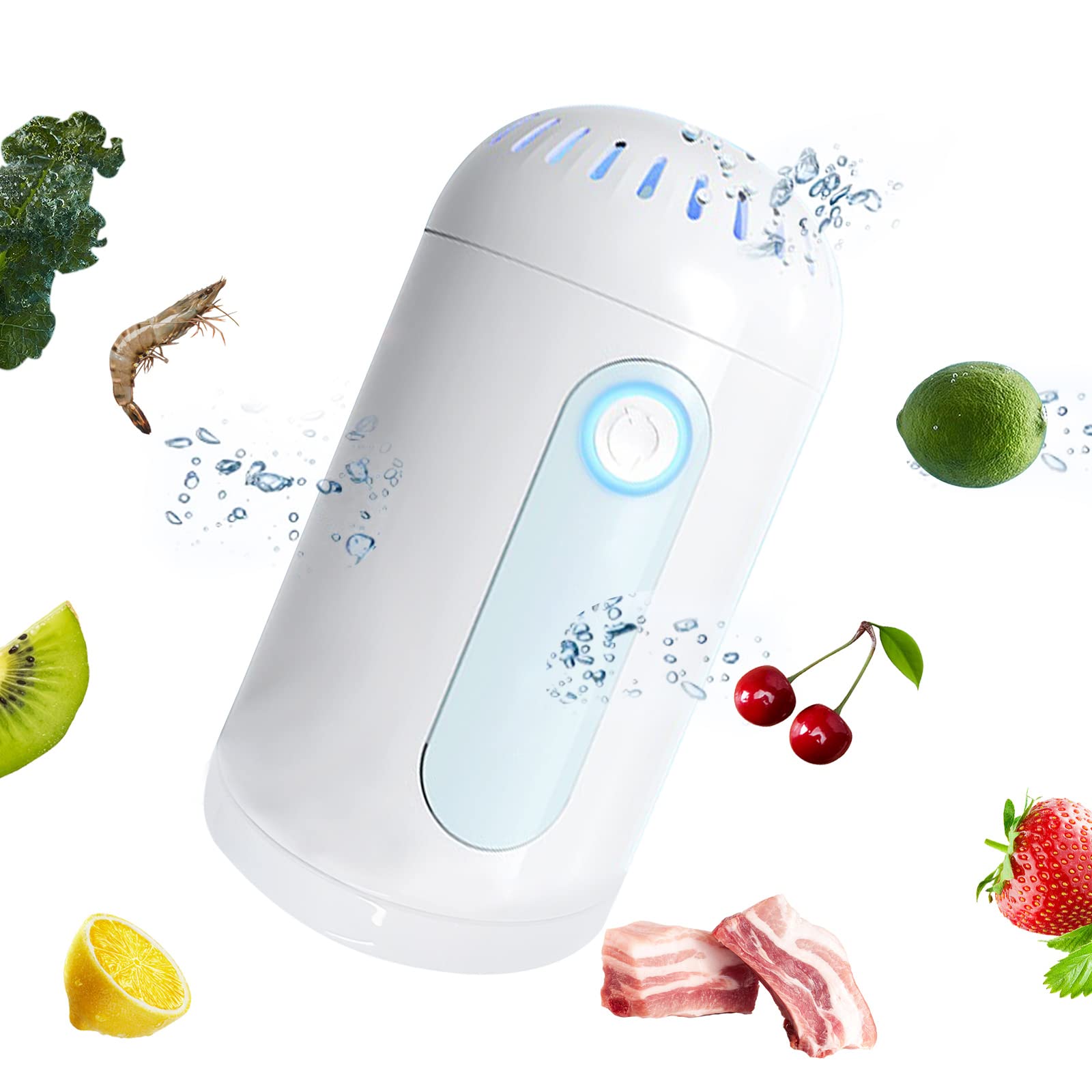 FOWD Fruit and Vegetable Washing Machine, Kitchen Gadgets White Pure Pesticide Purifier Device Cleaning Brushes Cleaner Device in Water with OH-ion Purification Technology
