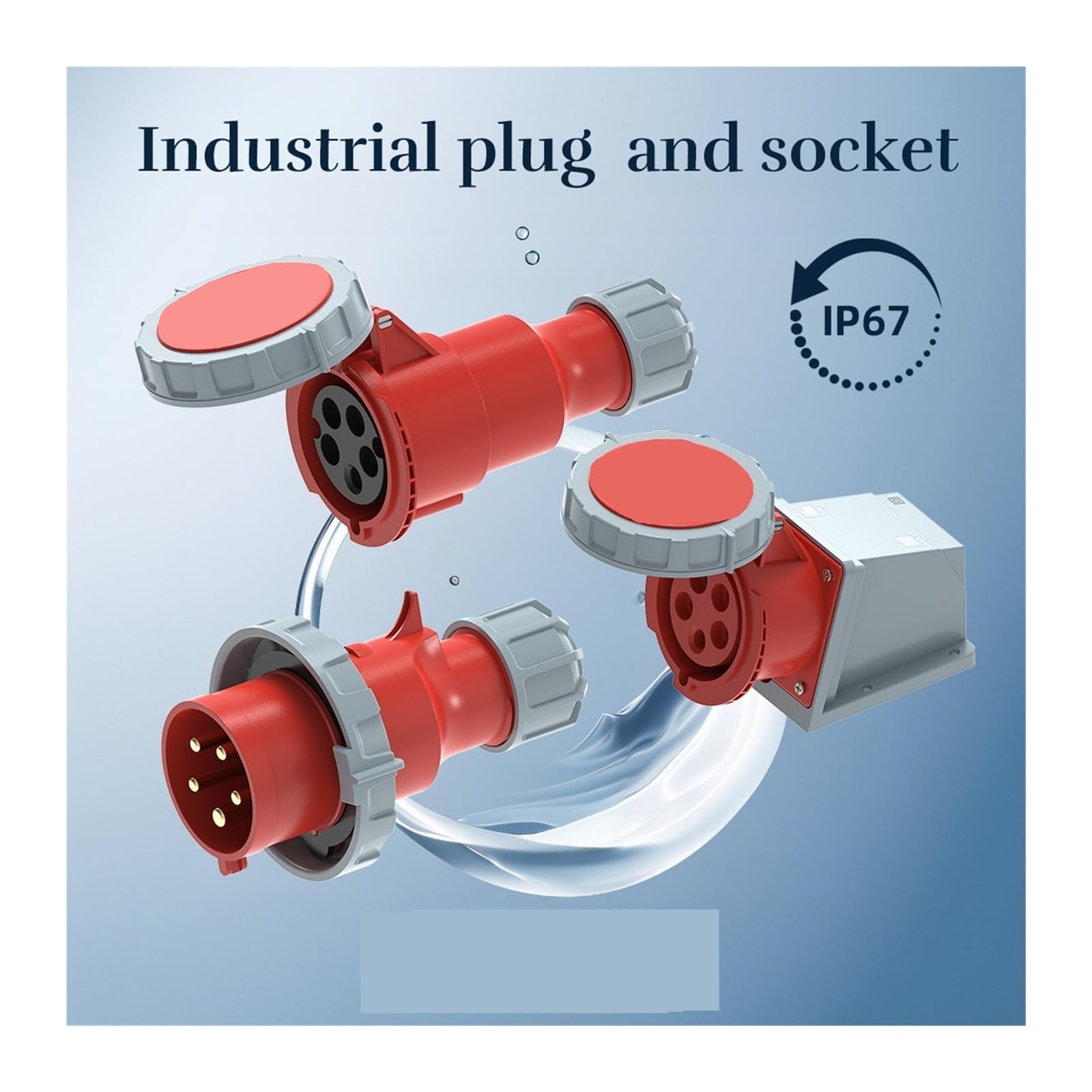 32A 3Pin 2P + E Cable Eléctrico conector impermeable for exteriores enchufes y industriales 220V-440V IP67 enchufe macho hembra(Socket,5Pin 32A)