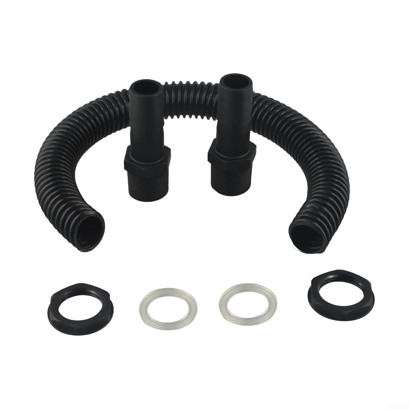 For 25mm Water Link Kit ABS Connector Pipe to Connect 2 Rain Butts for Garden Irrigation Easy Install with 0.5m Hose and Fixings