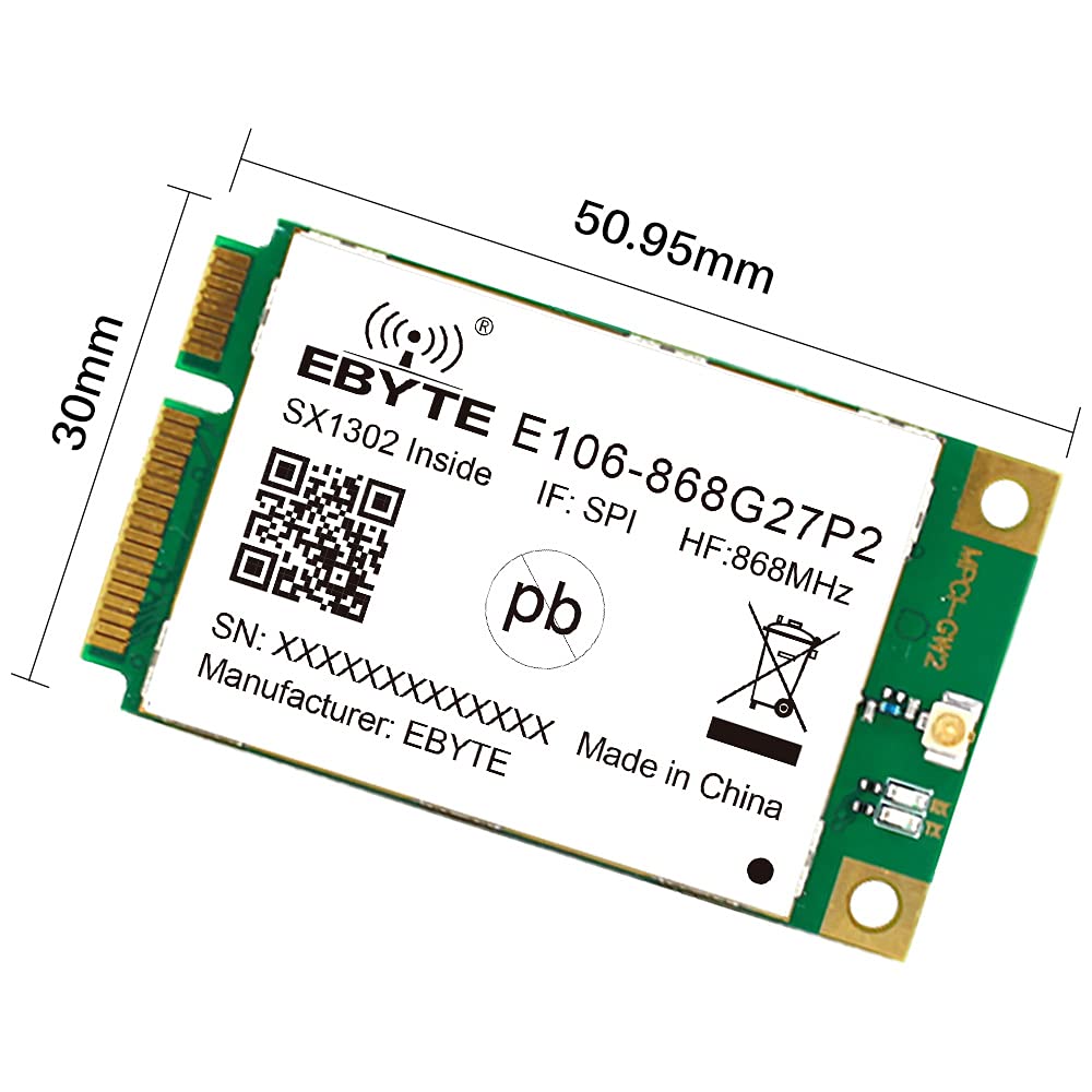 SX1302 LoRa Gateway 27dBm 868MHz EBYTE E106-868G27P2 PCI-e Interfaz SPI Half Duplex integrado en PA LNA RF Módulo Transceptor Receptor