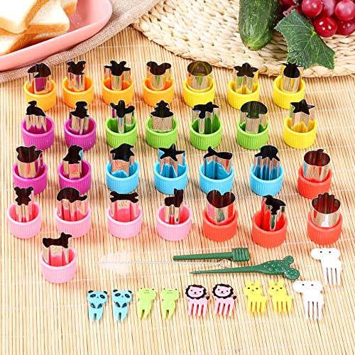 KECUCO 29 Pcs Vegetable Cutter Shapes Set, Stainless Steel Mini Fruit Cookie Pastry Stamps Mold for Kids, Mini Sizes Cookie Cutters Set, Baking and Food Supplement Tools Accessories(29pcs)