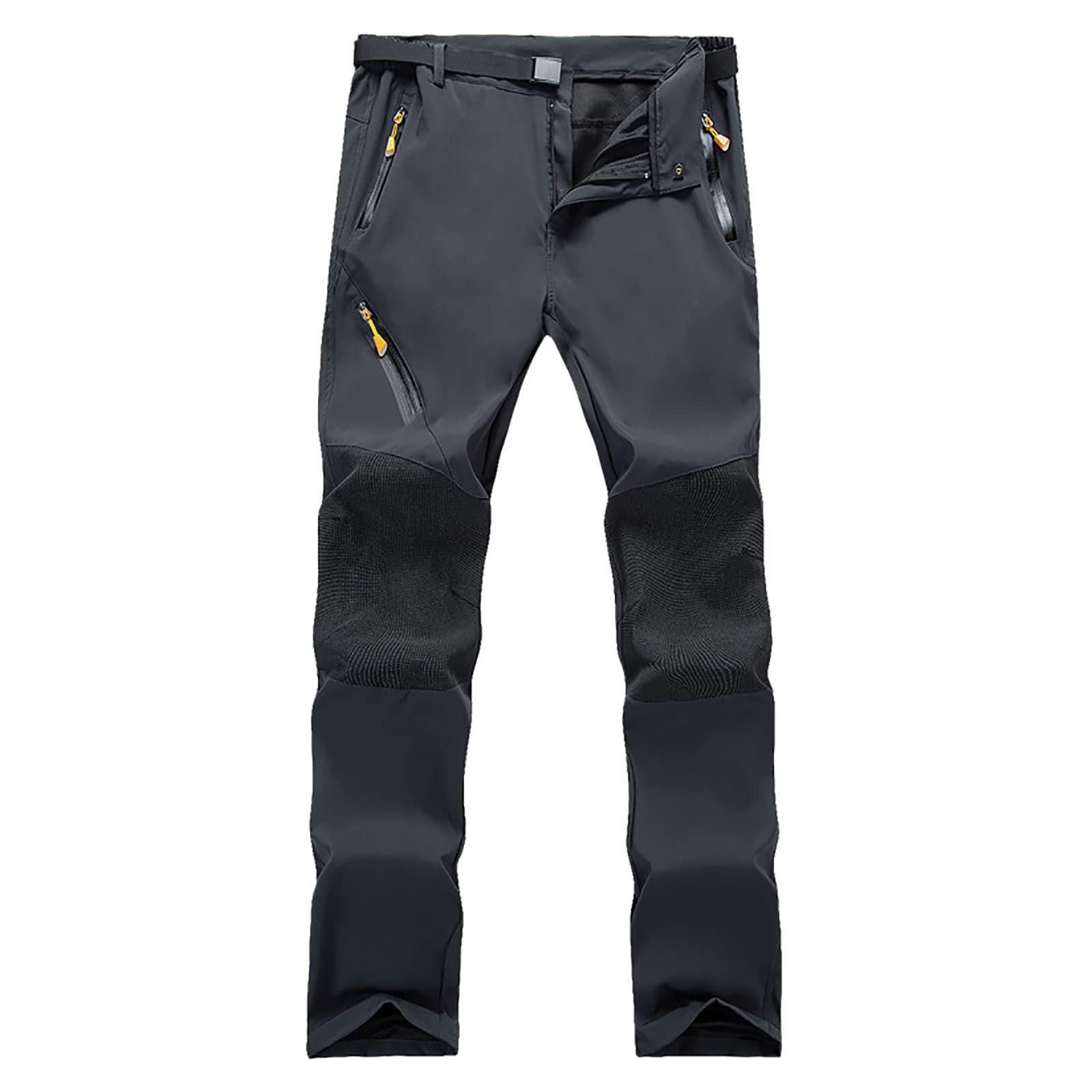 Pantaloni da Trekking Uomo Impermeabili Softshell Pantaloni Asciugatura Rapida con Tasca Traspirante (Size:M,Color:Grigio)
