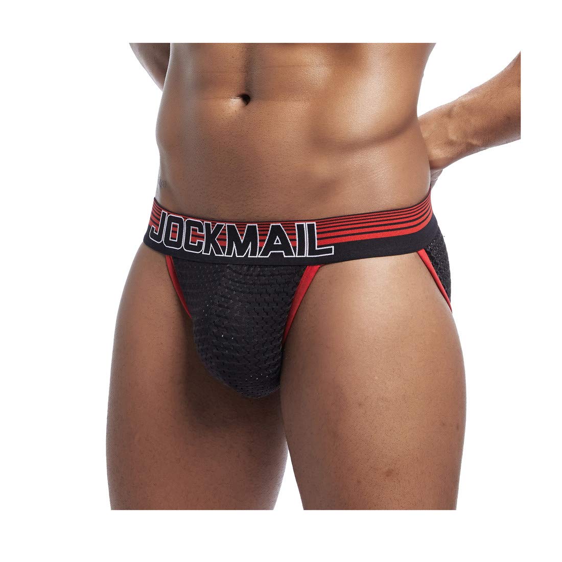 Jockmail Men's Red Sexy Briefs Ice Silk Sexy Underwear Briefs Breathable Slips Bikini Panties Underpants (M, )