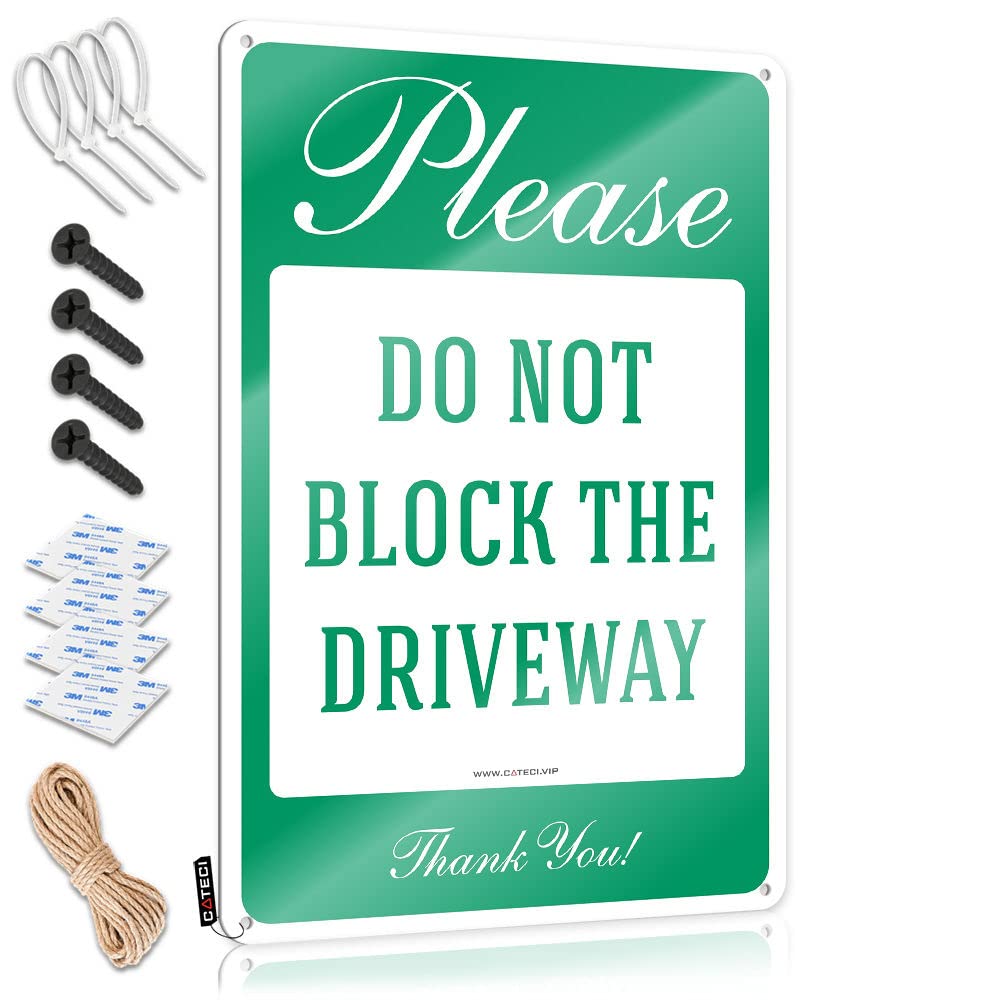 IBWNBBUSN Funny Sarcastic Signs Please Do Not Block The Driveway Thank You Sign, No Parking Tin Retro Metal Signs Metal Signs For Garage Man Cave(20X30CM)