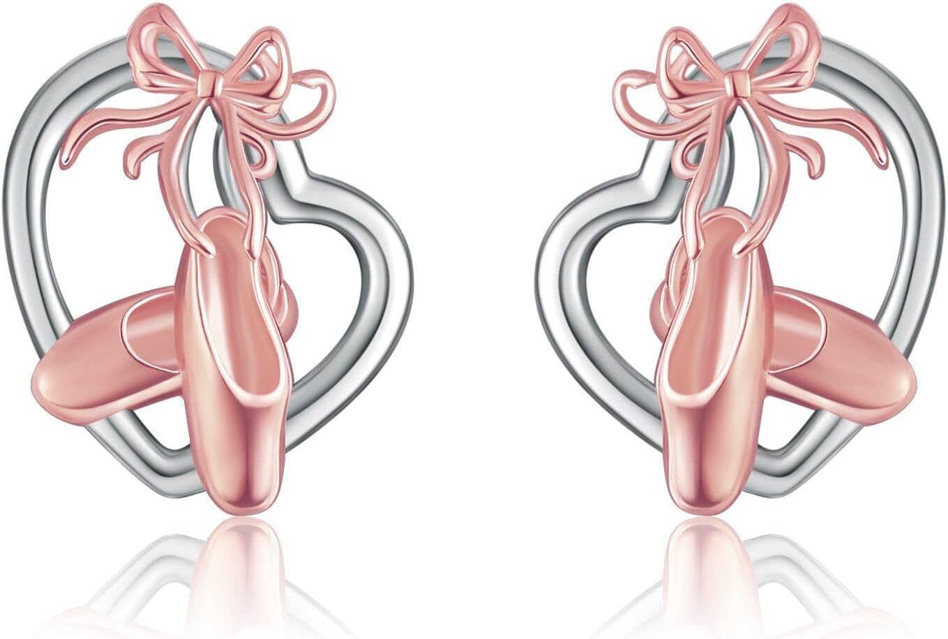 Ballet Earrings 925 Sterling Silver Dancer Earrings Gifts Heart Ballerina Stud Earrings Jewelry for Women Dancers