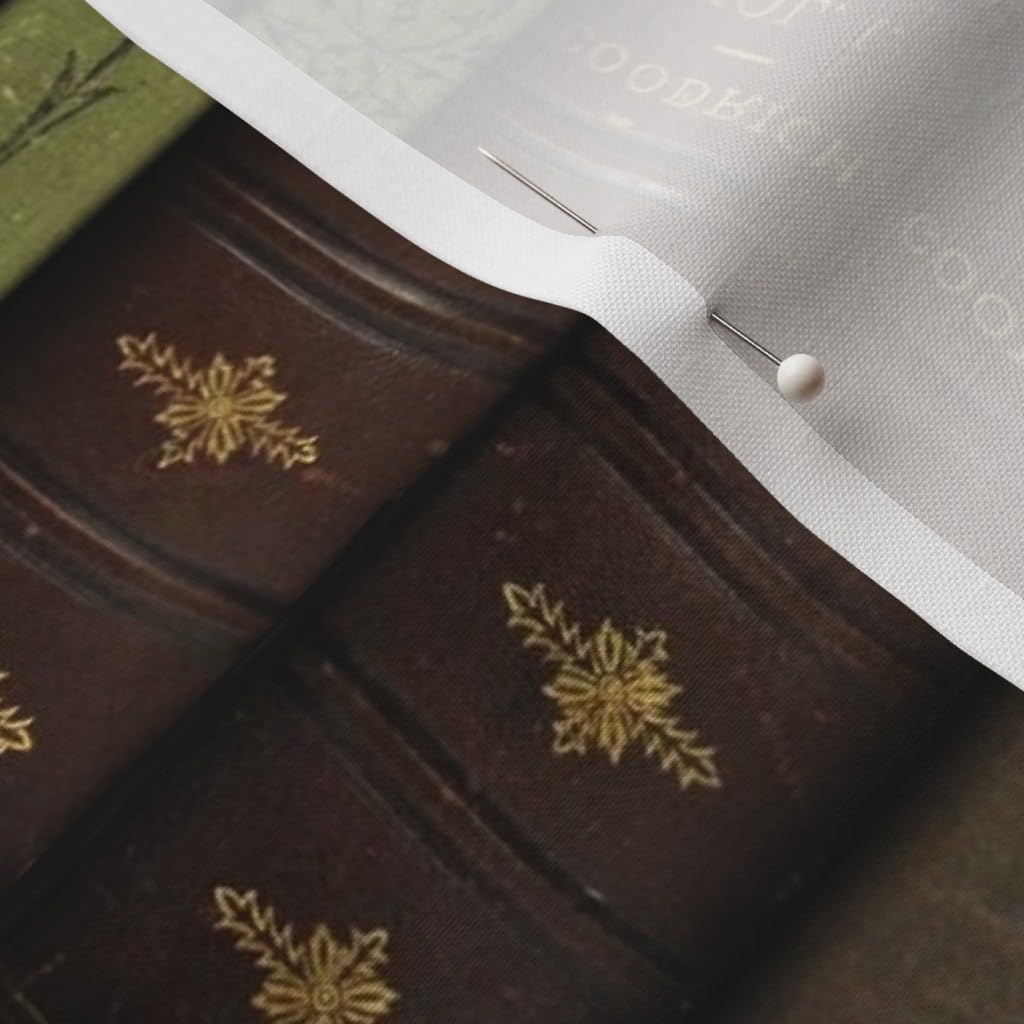 Spoonflower Fabric - Library Vertical Books Book Shelves Fancy Victorian Vintage Printed on Petal Signature Cotton Fabric by The Yard - Sewing Quilting Apparel Crafts Decor