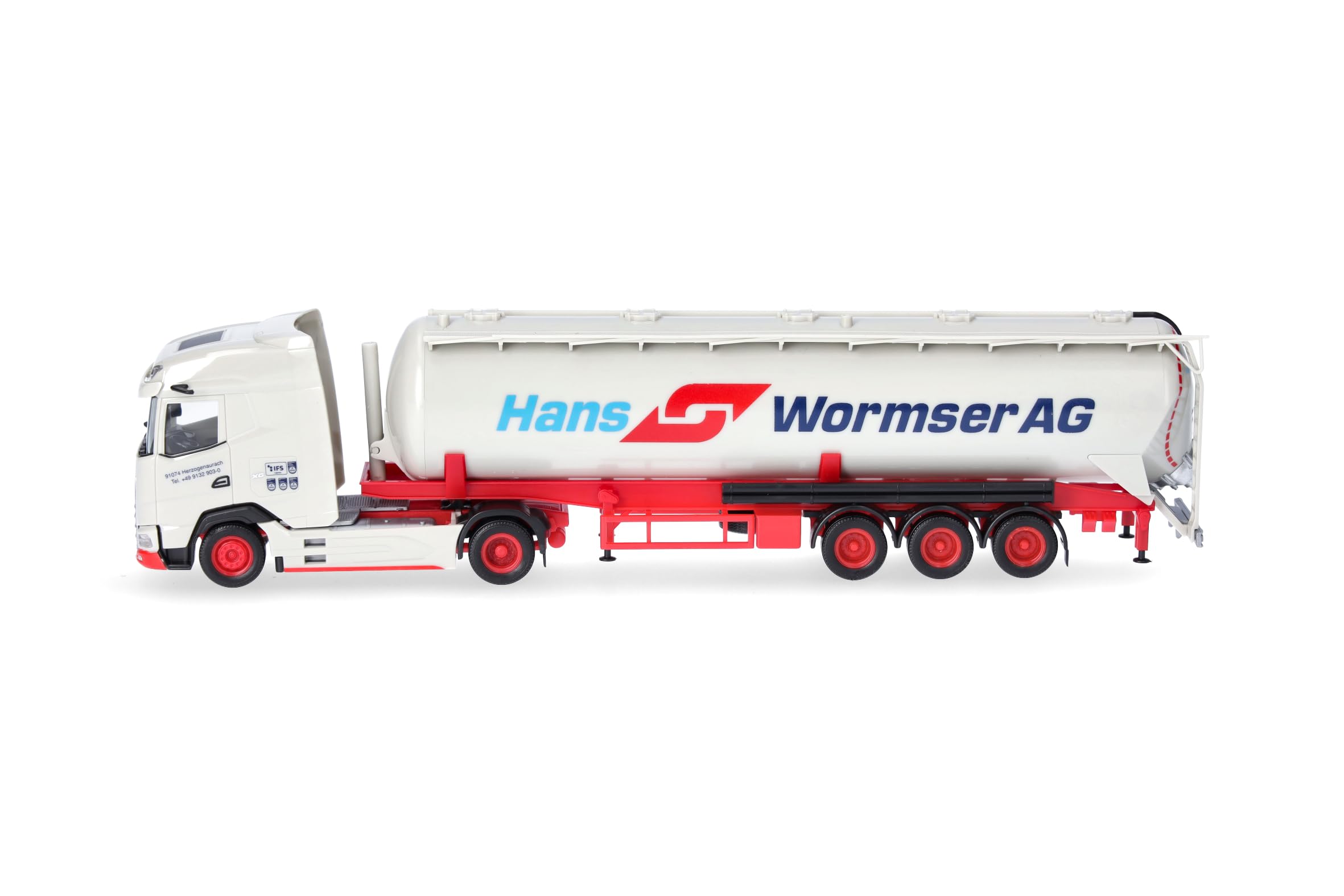Herpa LKW Modell DAF XG Silo-Sattelzug 60m³ Hans Wormser, Miniatur im Maßstab 1:87, Sammlerstück, Made in Germany, Kunststoff