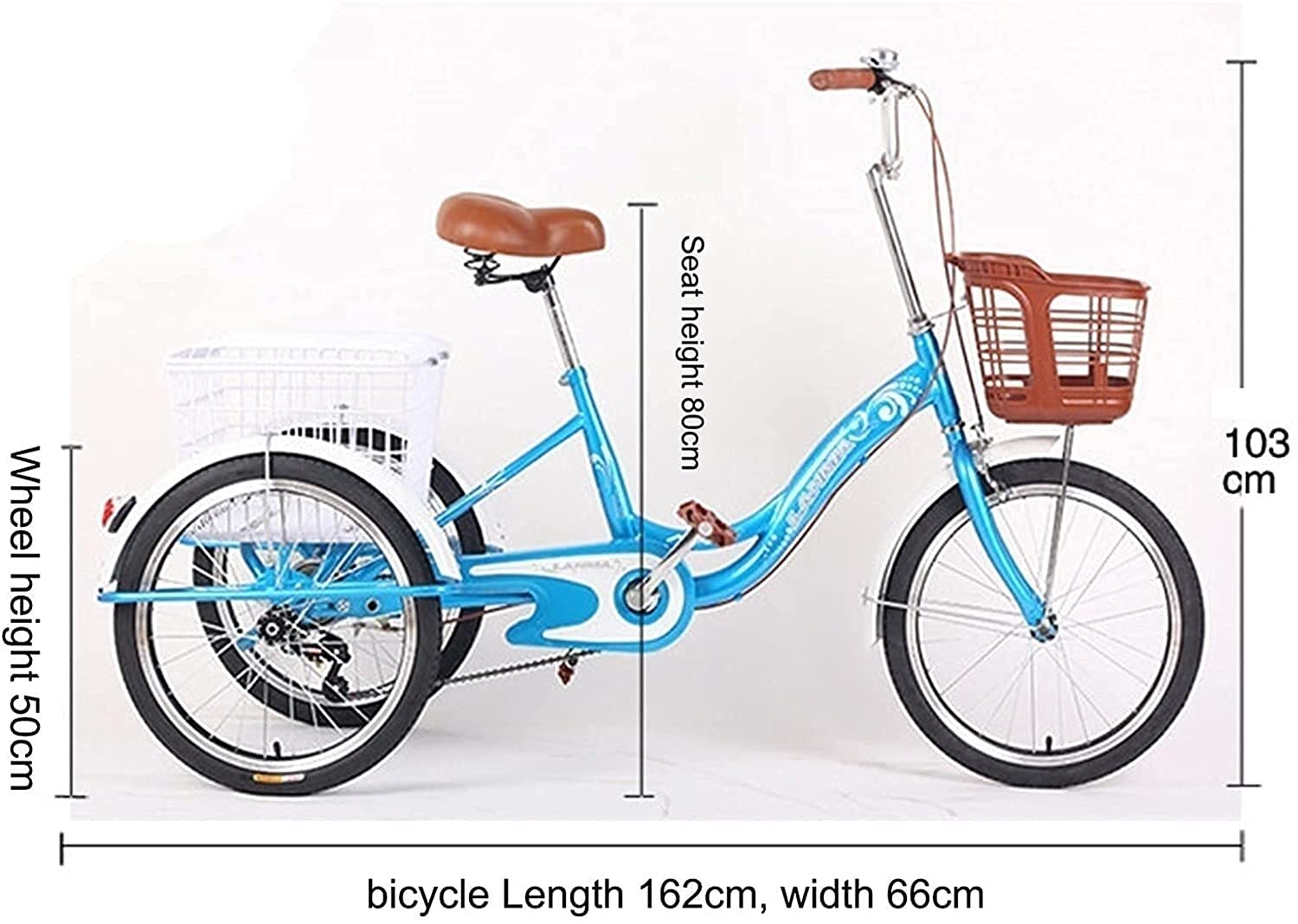 PAGOIAAR Adult Cargo Tricycles Beach Cruiser Bikes Shopping Adult Tricycle Bike for Women Men Seniors with Backrest, 20 Inch Wheel 1 Speed Three Wheel Cargo Bicycles Cruise Trike