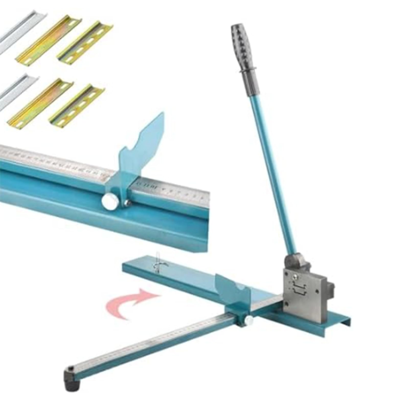 Cortador de riel guía de doble ranura para aluminio, hierro, acero, perfil alto/bajo, corte rápido con escala