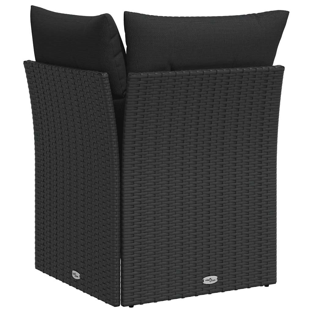 Sofa ogrodowa czarna rattanowa PE 62 x 62 x 69 cm z poduszkami