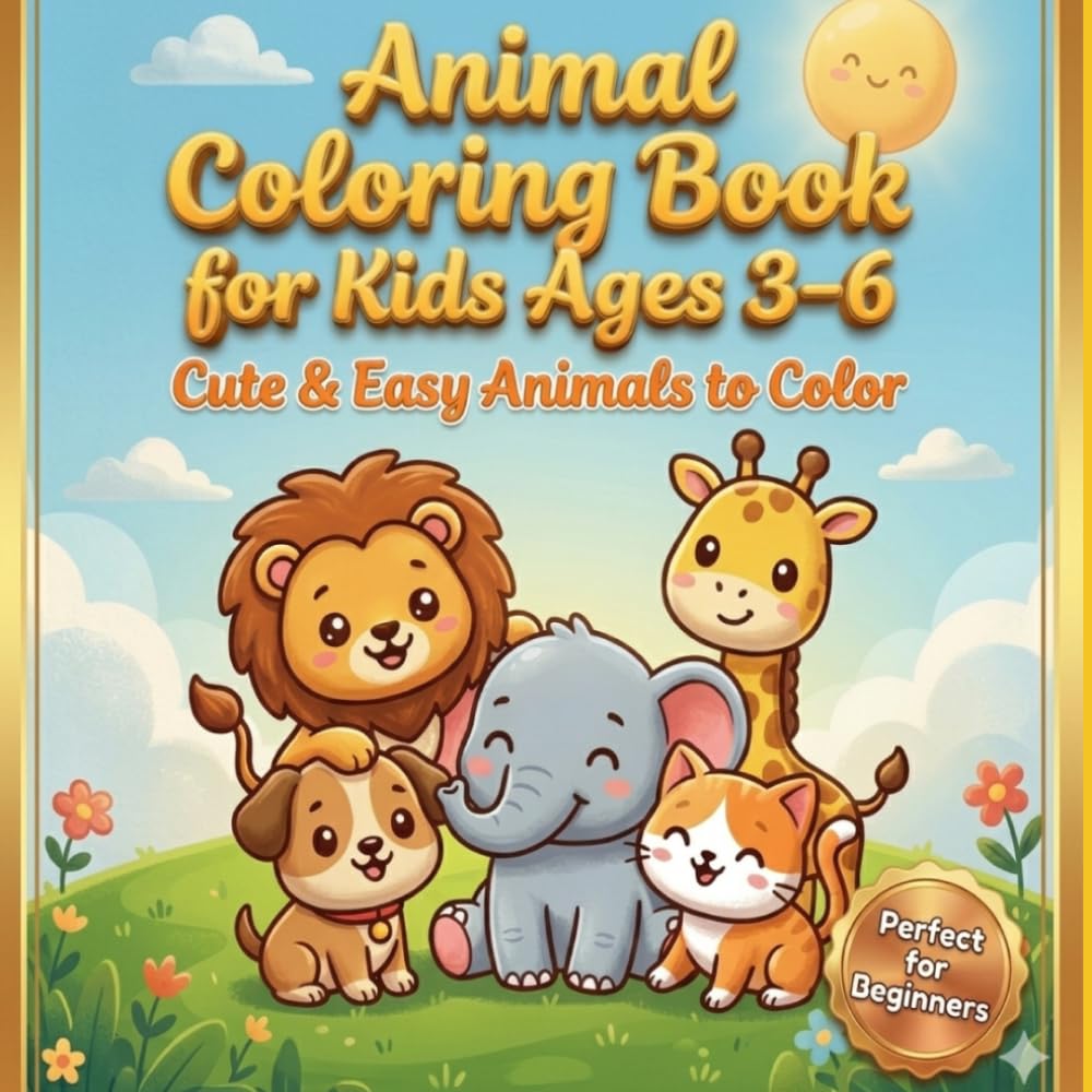 Animal Coloring Book for Kids Ages 3–6: Cute & Easy Animals to Color | Big Simple Drawings for Preschool and Toddlers