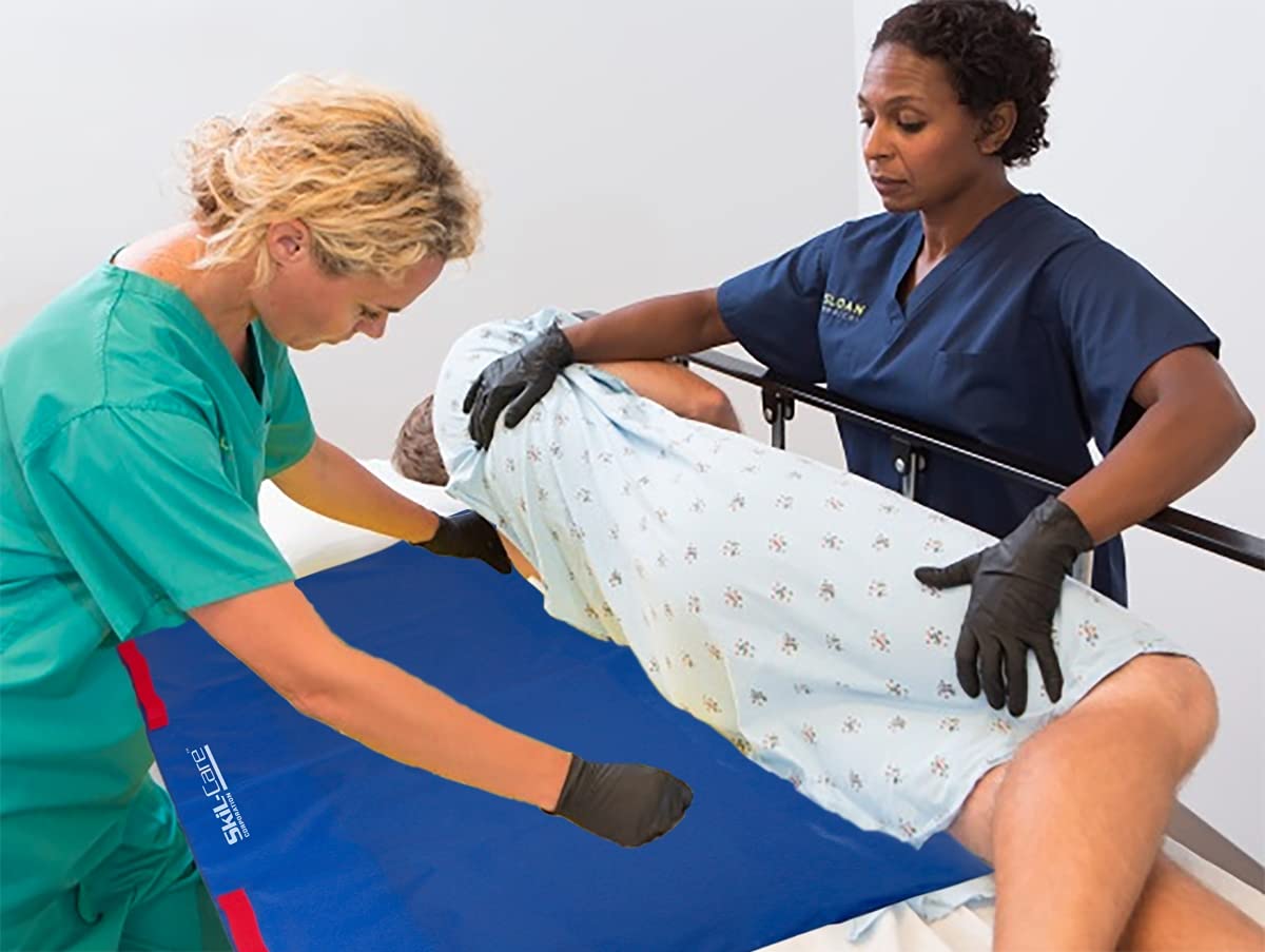 Skil-Care Transfer 556069 - Lenzuolo con manici, facile da usare, dimensioni standard 121,9 x 101,6 cm, per trasferimenti e posizionamento sicuro dei pazienti, colore: blu